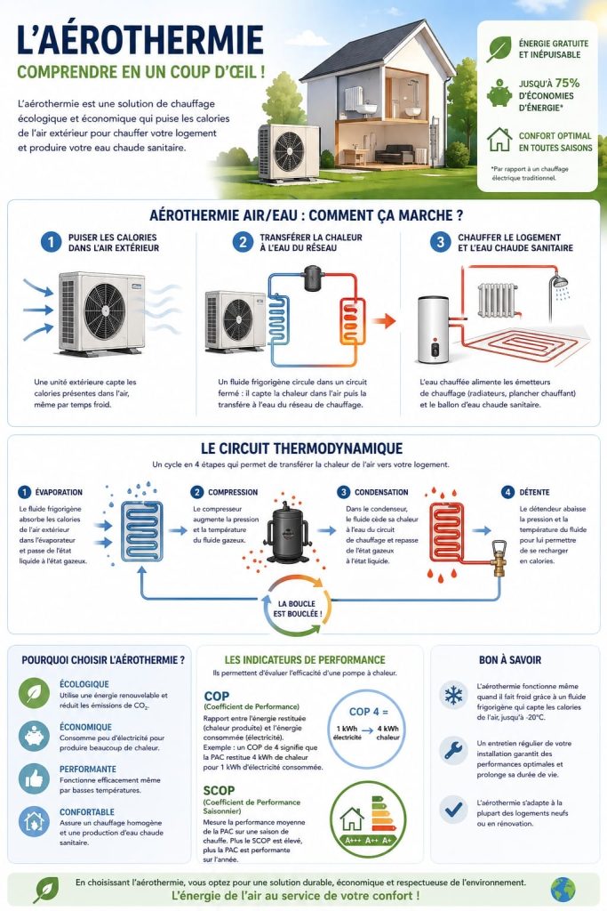 Pompe à chaleur air/eau (aérothermie) : guide complet de fonctionnement